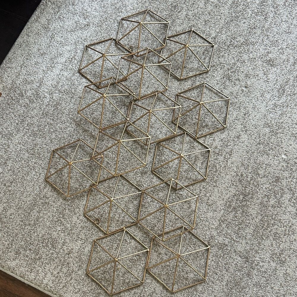 Pier 1 3D Geometric Metal Gold Wall Art